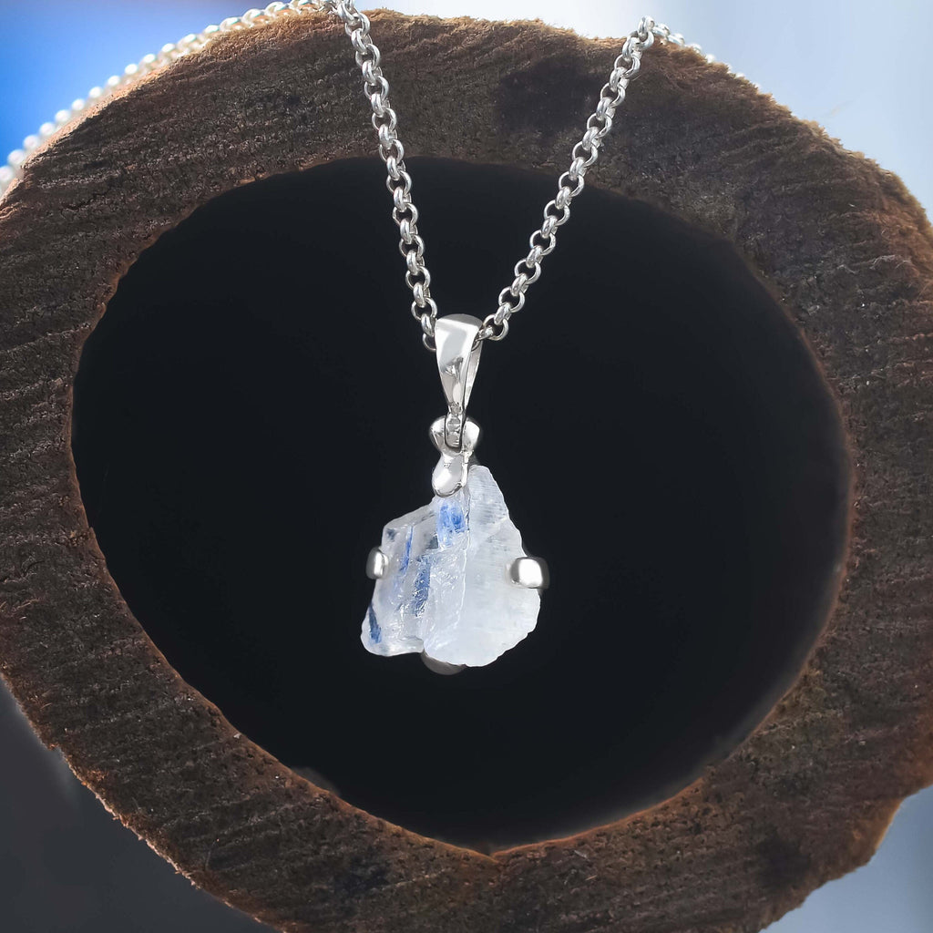 Starborn Rough Rainbow Moonstone Pendant in Sterling Silver