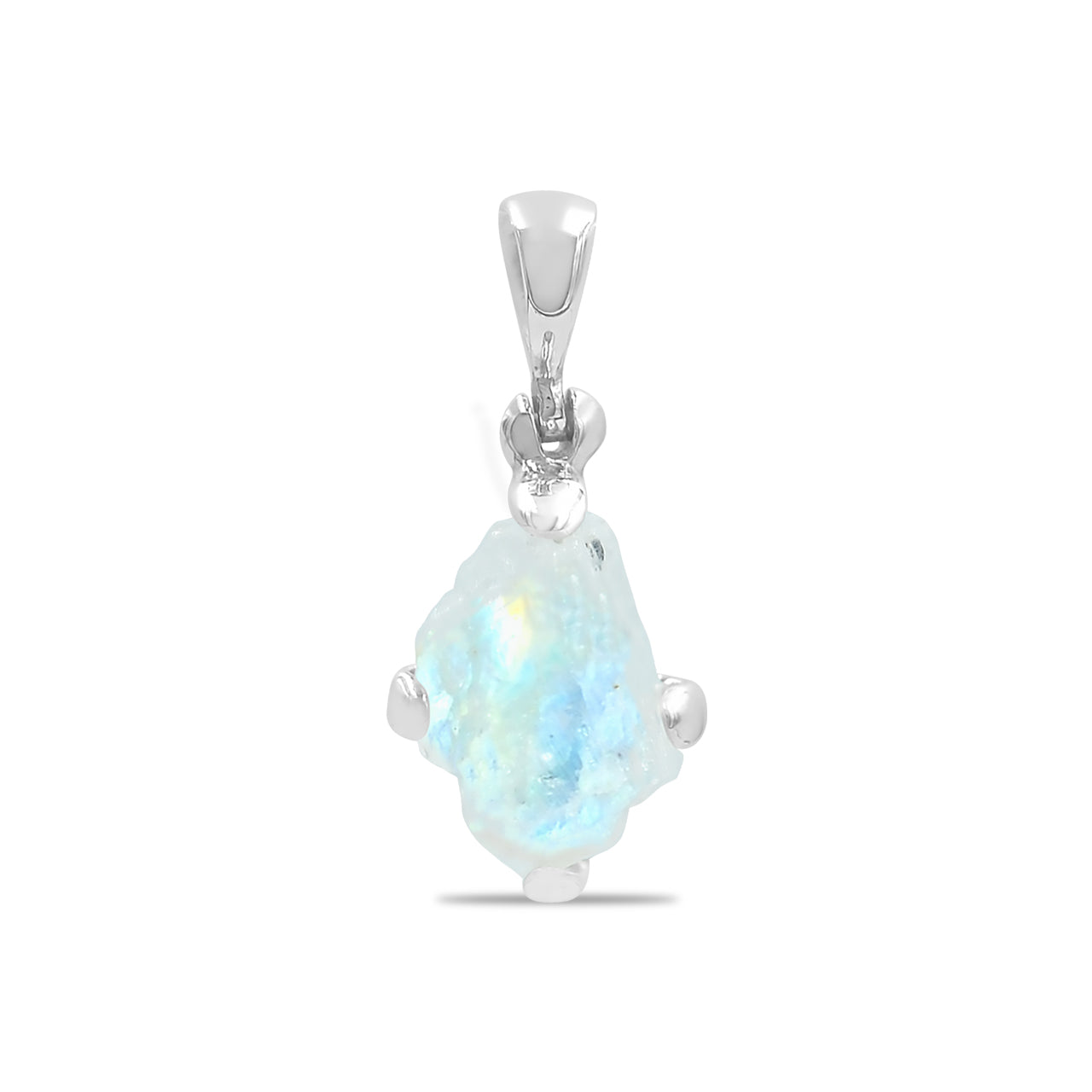 Starborn Rough Rainbow Moonstone Pendant in Sterling Silver