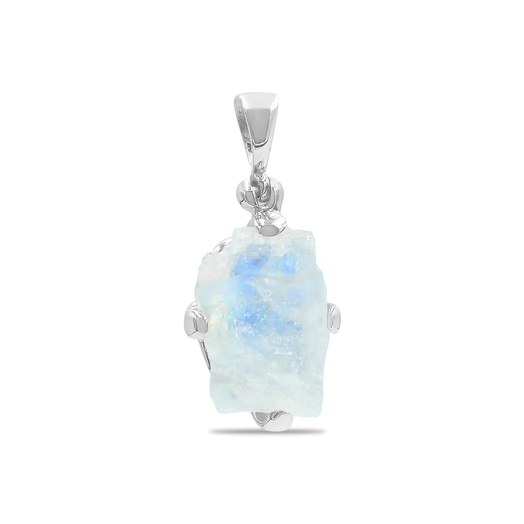 Starborn Rough Rainbow Moonstone Pendant in Sterling Silver
