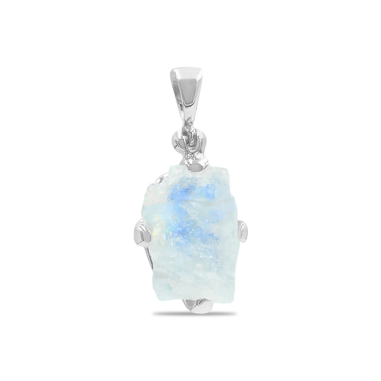 Starborn Rough Rainbow Moonstone Pendant in Sterling Silver