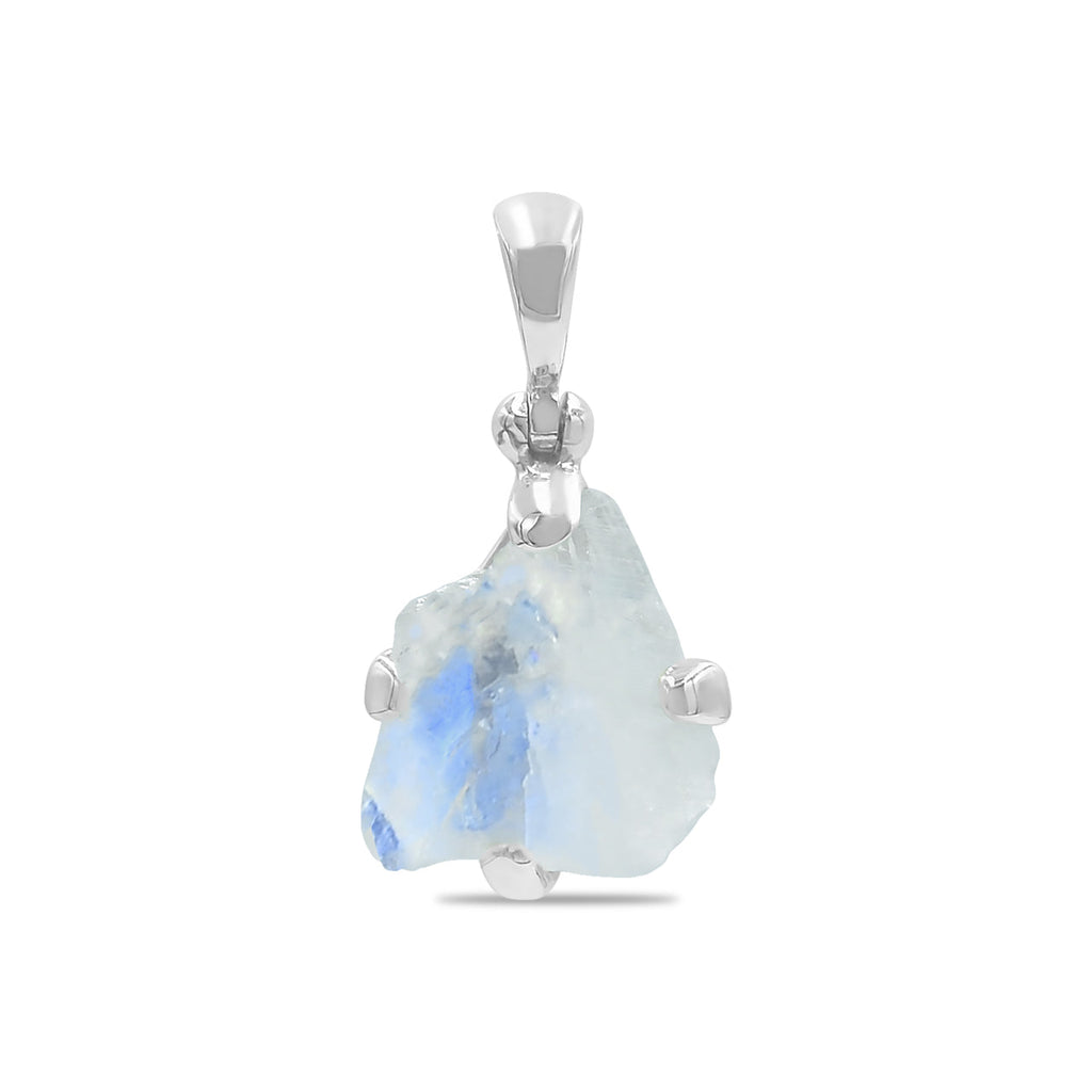 Starborn Rough Rainbow Moonstone Pendant in Sterling Silver