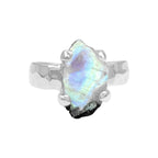 Starborn Rainbow Moonstone Slice Ring in Sterling Silver