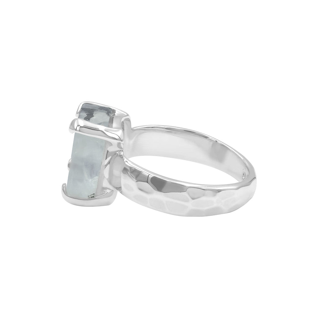 Starborn Rainbow Moonstone Slice Ring in Sterling Silver