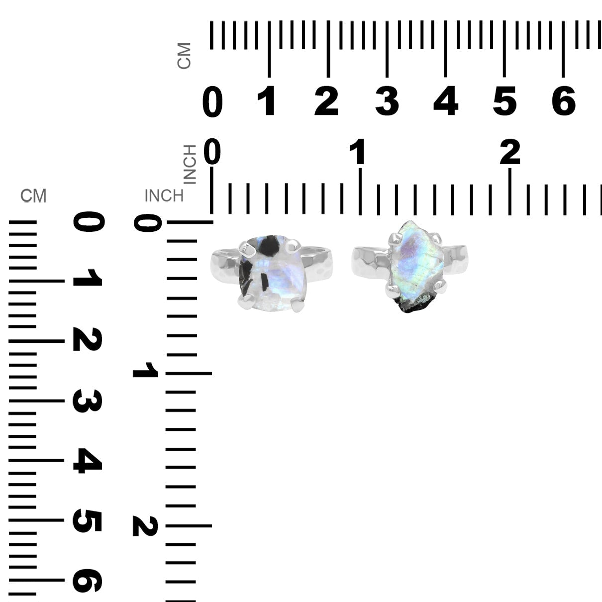 Starborn Rainbow Moonstone Slice Ring in Sterling Silver