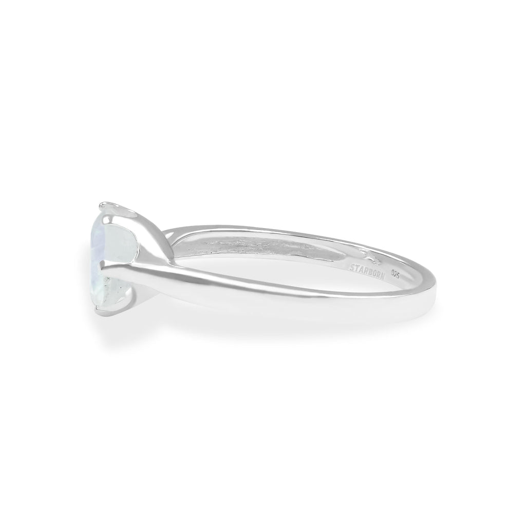 Starborn Faceted Rainbow Moonstone Ring in Sterling Silver