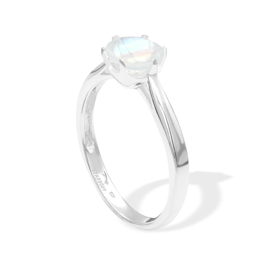 Starborn Faceted Rainbow Moonstone Ring in Sterling Silver