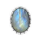 Starborn Rainbow Moonstone Strip Bezel Ring in Sterling Silver