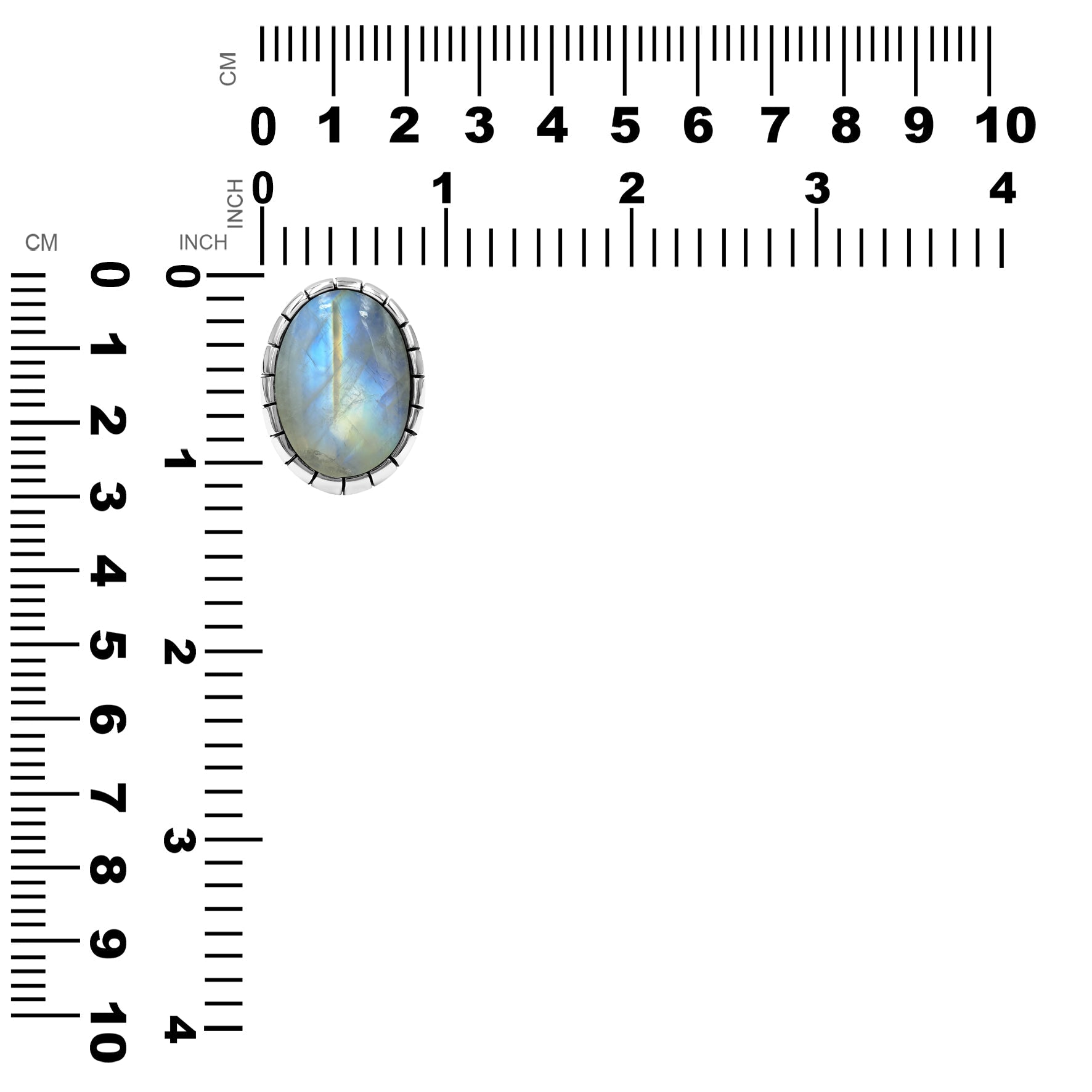 Starborn Rainbow Moonstone Strip Bezel Ring in Sterling Silver