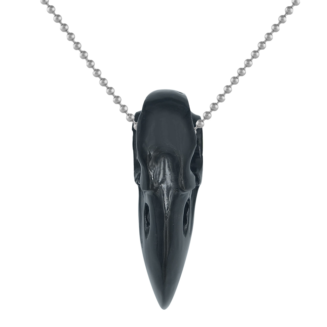 Starborn Rainbow Obsidian Raven Skull Pendant Necklace