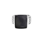 Starborn Rainbow Obsidian Men’s Ring with Geometric Shank Accents in Sterling Silver