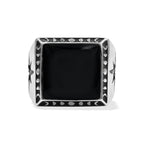 Starborn Rainbow Obsidian Men's Ring with Octagram in Sterling Silver