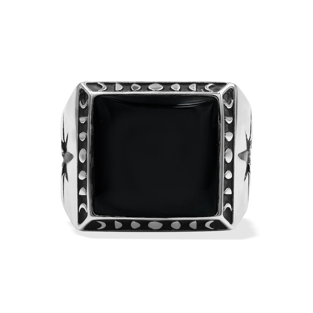 Starborn Rainbow Obsidian Men's Ring with Octagram in Sterling Silver