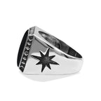 Starborn Rainbow Obsidian Men's Ring with Octagram in Sterling Silver