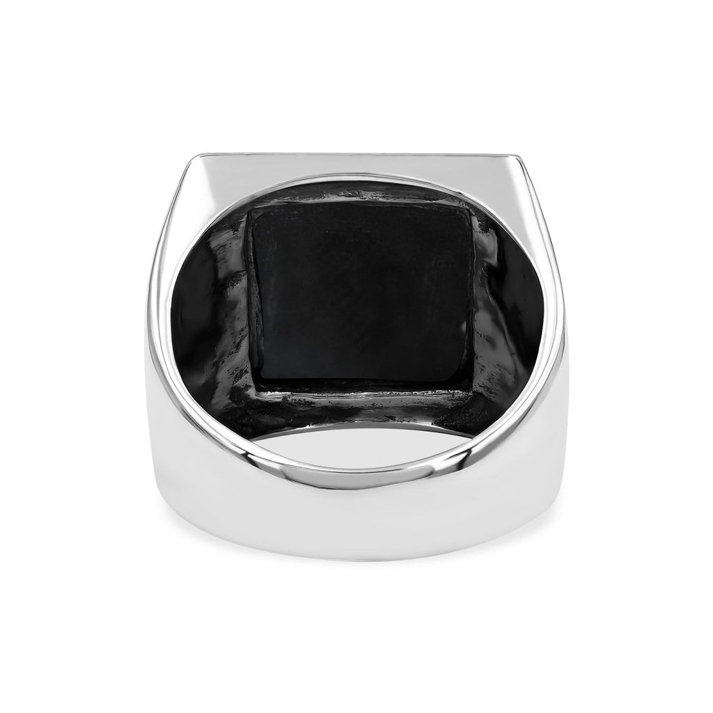 Starborn Rainbow Obsidian Men's Ring with Octagram in Sterling Silver