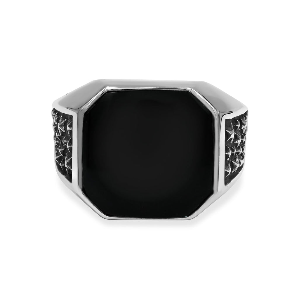 Starborn Rainbow Obsidian Octagon Signet Men's Ring in Sterling Silver