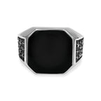 Starborn Rainbow Obsidian Octagon Signet Men's Ring in Sterling Silver