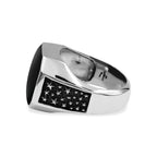 Starborn Rainbow Obsidian Octagon Signet Men's Ring in Sterling Silver