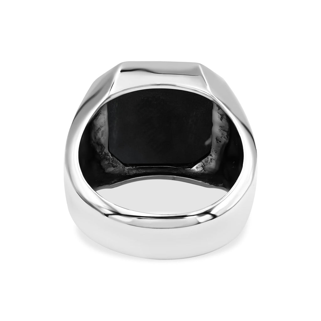 Starborn Rainbow Obsidian Octagon Signet Men's Ring in Sterling Silver