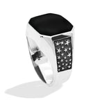 Starborn Rainbow Obsidian Octagon Signet Men's Ring in Sterling Silver