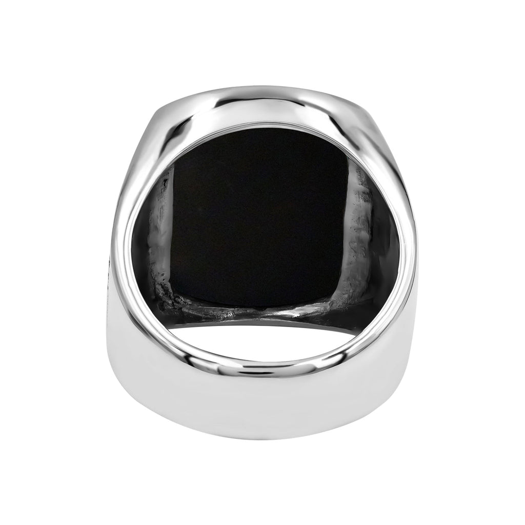 Starborn Rainbow Obsidian Cushion-Shaped Men's Style Ring in Sterling Silver