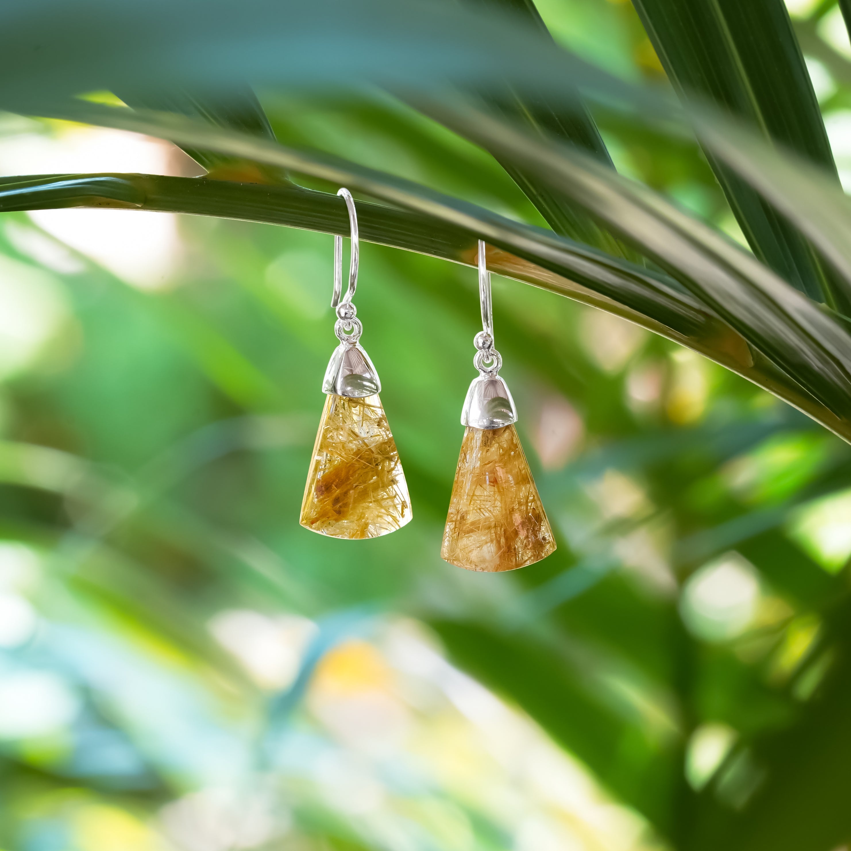 Starborn Rutilated Quartz Dangle Earrings in Sterling Silver
