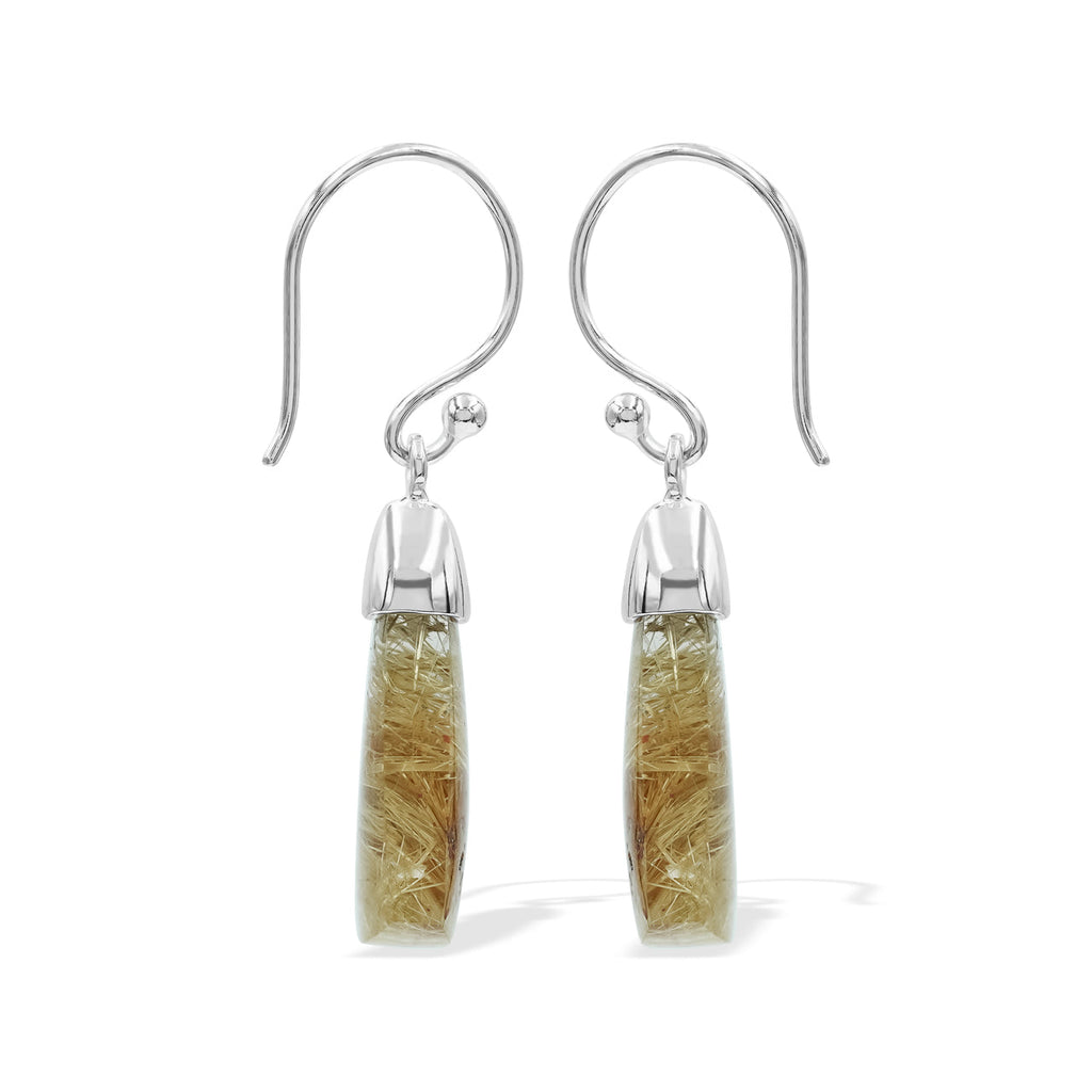 Starborn Rutilated Quartz Dangle Earrings in Sterling Silver
