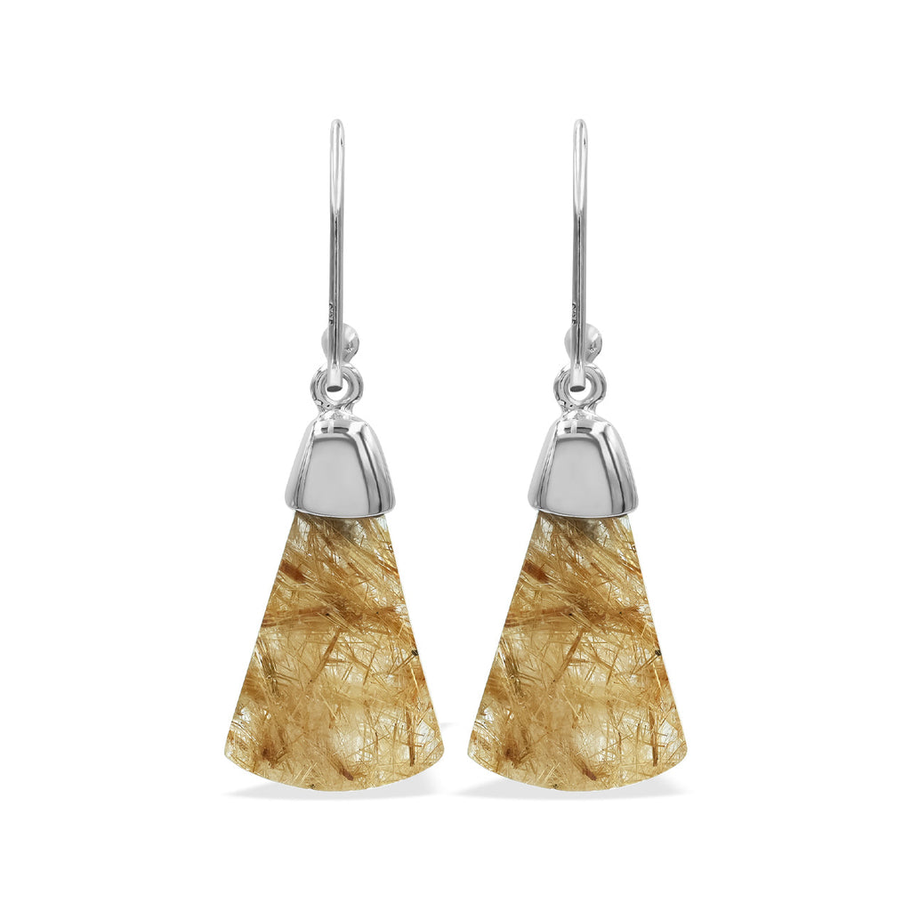 Starborn Rutilated Quartz Dangle Earrings in Sterling Silver