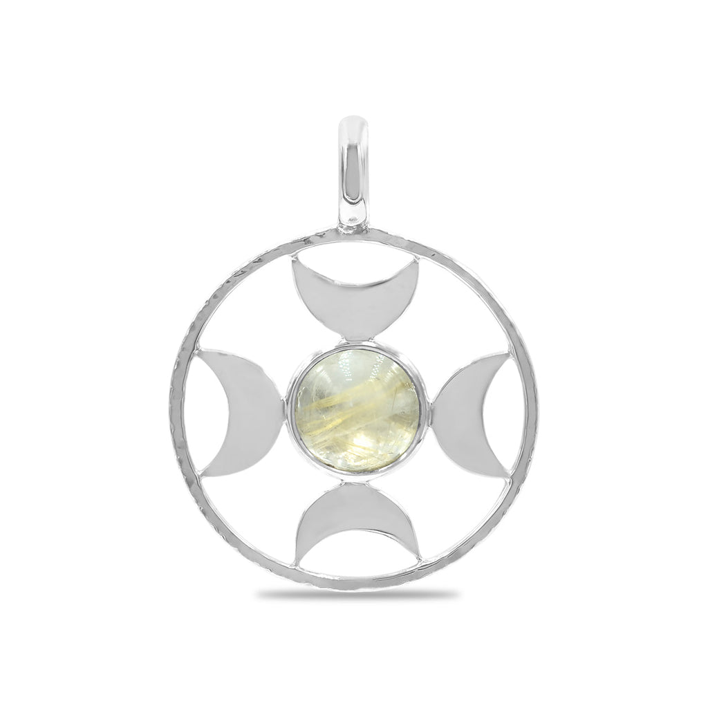 Starborn Sphere Gemstones Directional Crescent Moon Pendant in Sterling Silver - Large