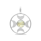 Starborn Sphere Gemstones Directional Crescent Moon Pendant in Sterling Silver - Large