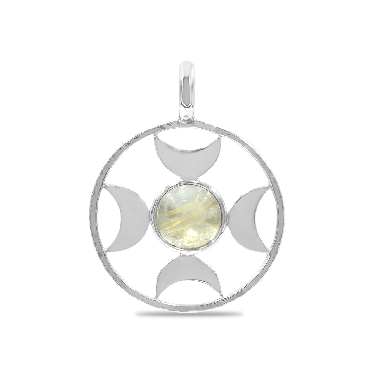 Starborn Sphere Gemstones Directional Crescent Moon Pendant in Sterling Silver - Large