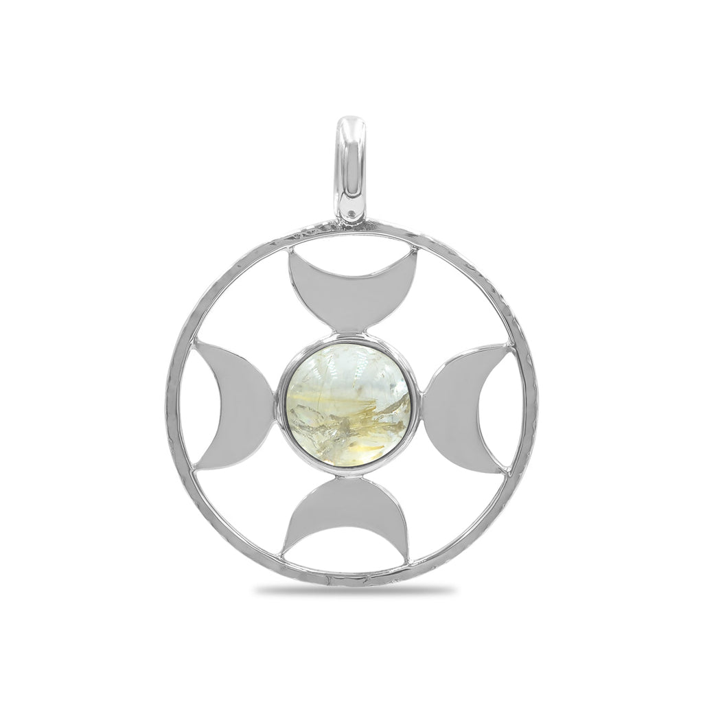 Starborn Sphere Gemstones Directional Crescent Moon Pendant in Sterling Silver - Large