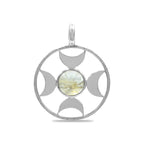 Starborn Sphere Gemstones Directional Crescent Moon Pendant in Sterling Silver - Large
