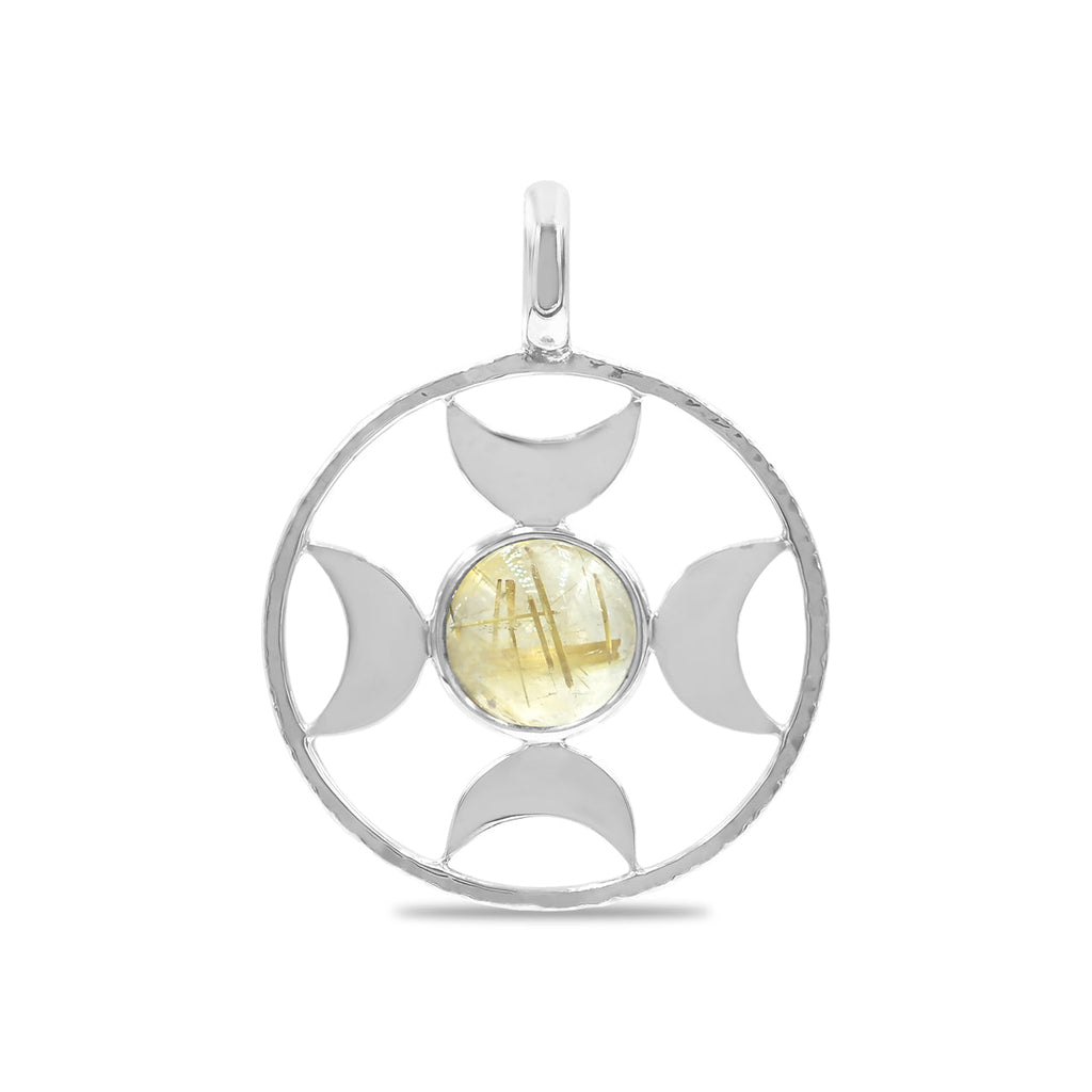 Starborn Sphere Gemstones Directional Crescent Moon Pendant in Sterling Silver - Large
