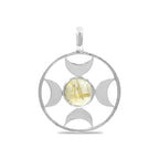 Starborn Sphere Gemstones Directional Crescent Moon Pendant in Sterling Silver - Large
