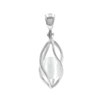 Starborn Selenite Sphere 10mm Spiral Caged Pendant in Sterling Silver