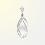 Starborn Selenite Sphere 10mm Spiral Caged Pendant in Sterling Silver