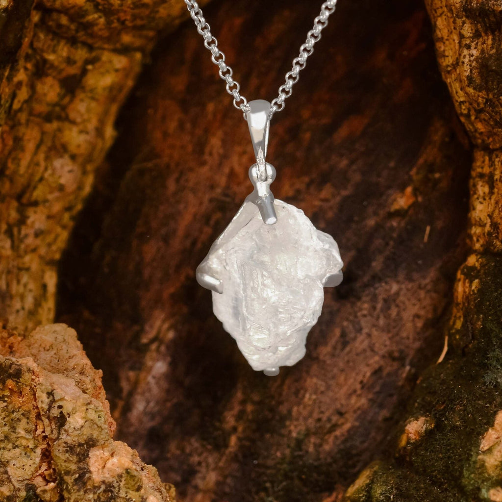Starborn Rough Selenite Pendant in Sterling Silver
