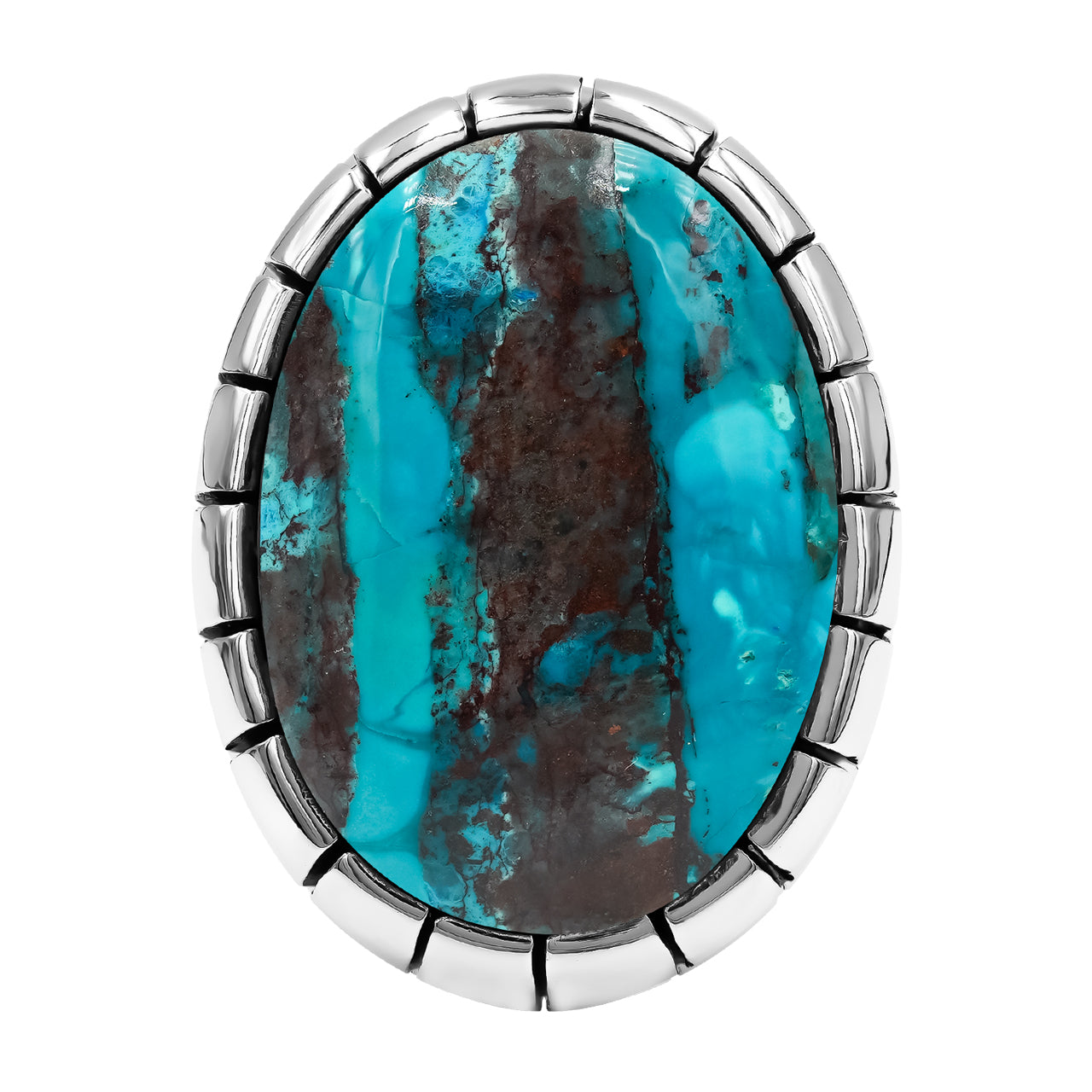 Starborn Shattuckite Striped Bezel Ring with Bali Design Shank in Sterling Silver