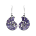 Starborn Nautilus Ammonite with Gemstones Inlay Earring in Sterling Silver - Large