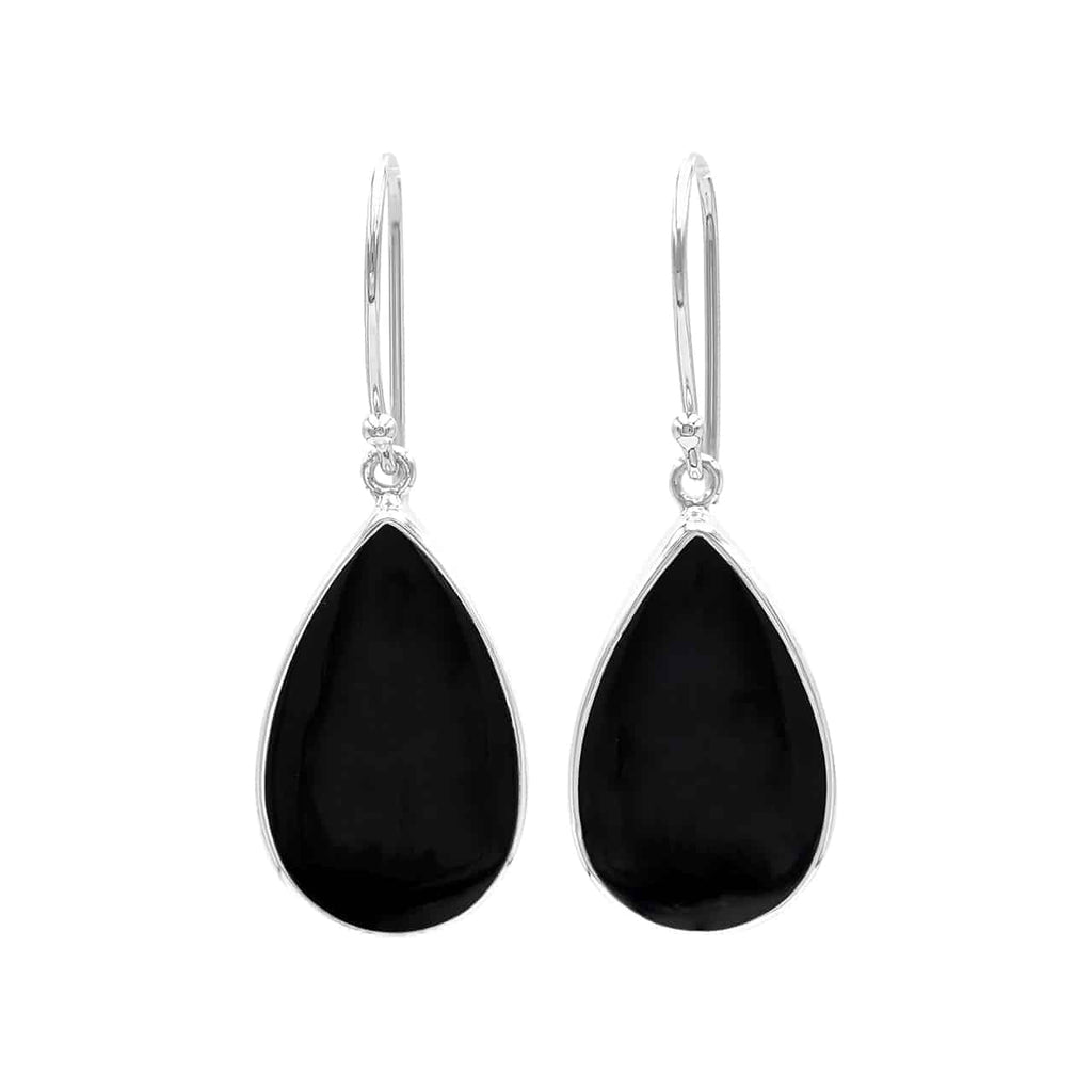 Starborn Shungite Pear Drop Earrings in Sterling Silver