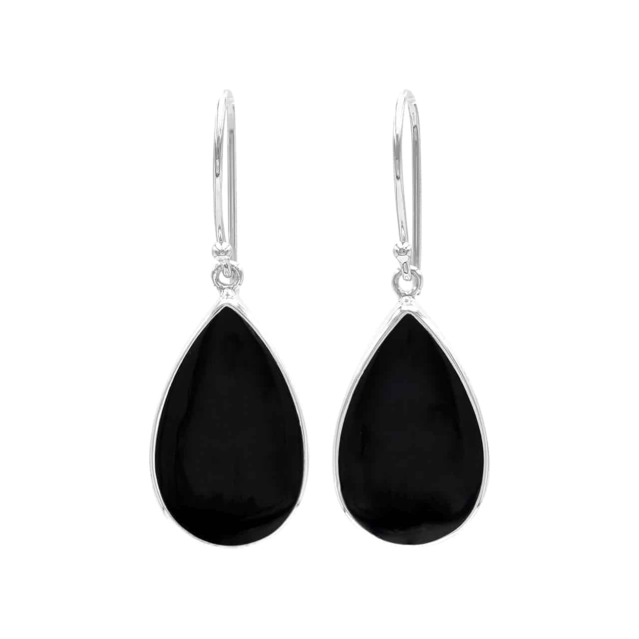 Starborn Shungite Pear Drop Earrings in Sterling Silver