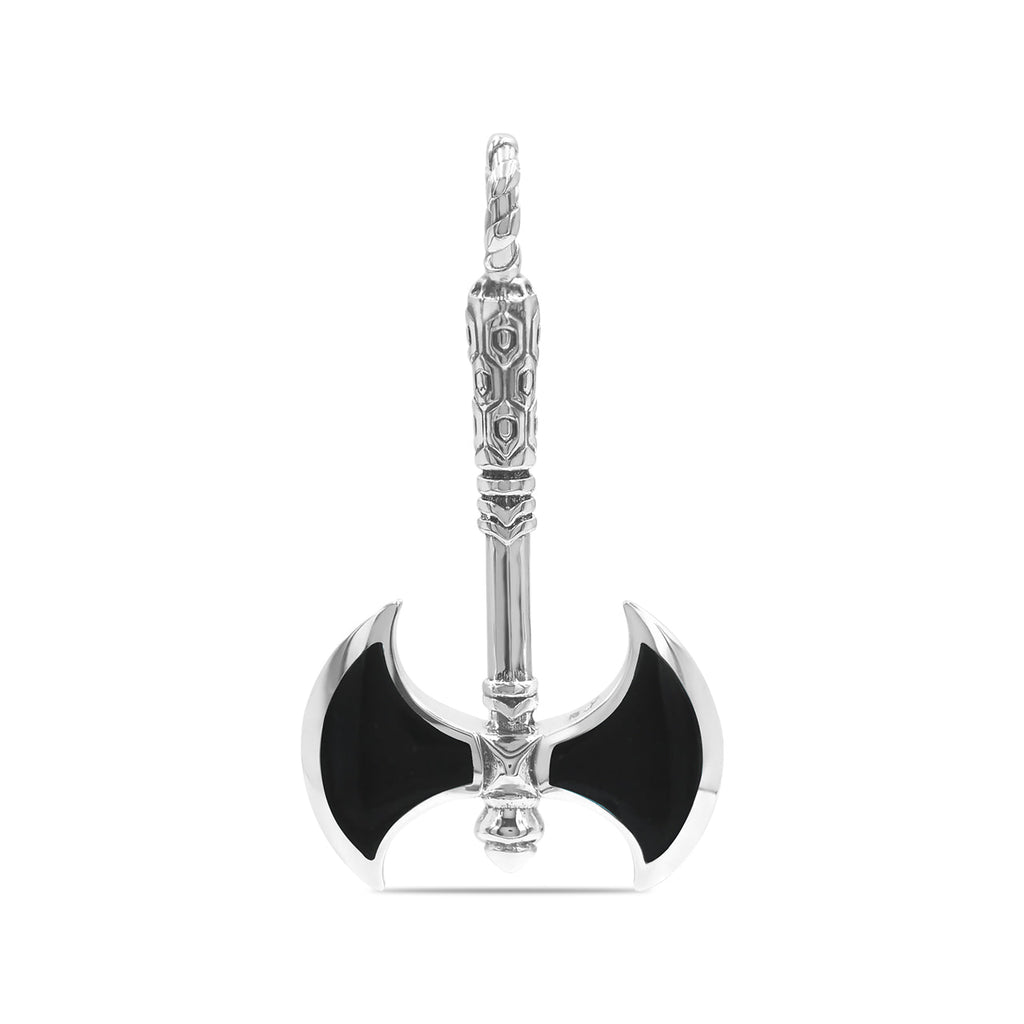 Starborn Gemstone Battle Axe Pendant in Sterling Silver