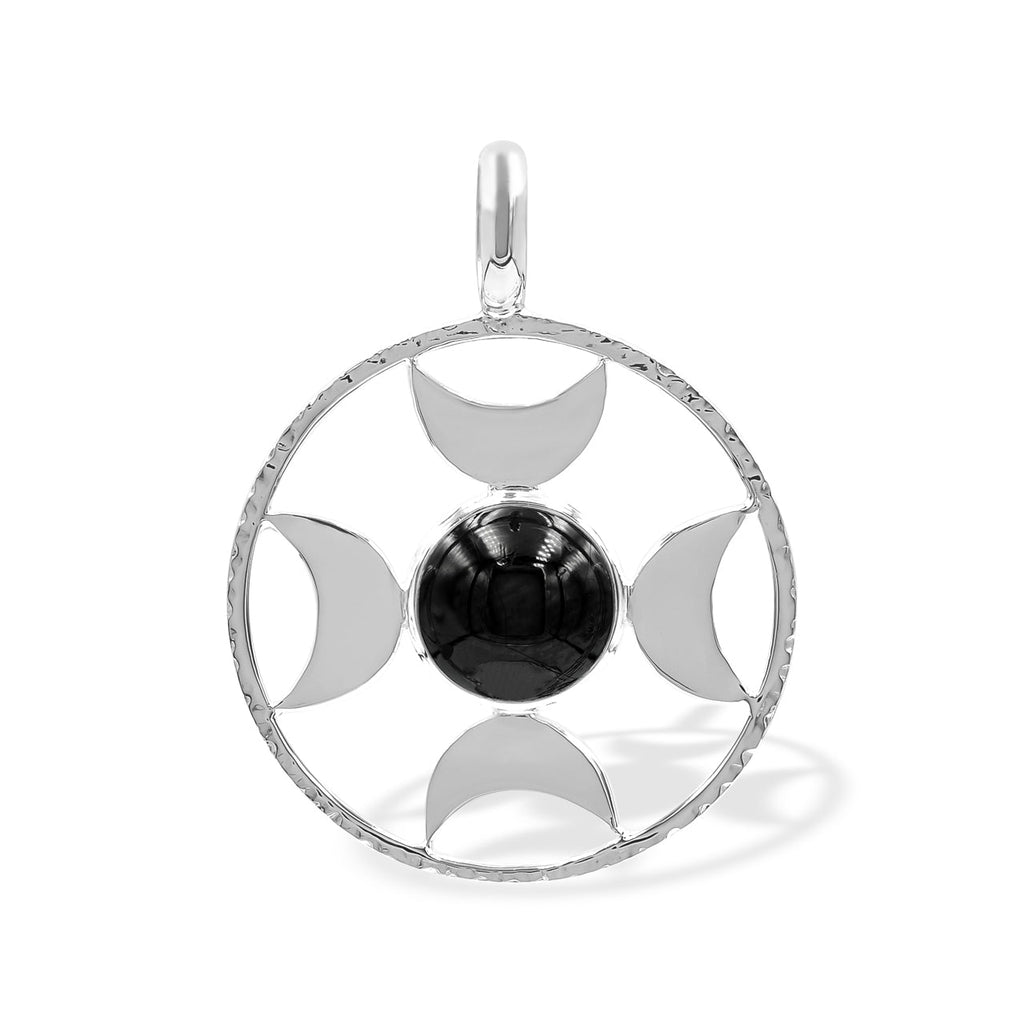 Starborn Sphere Gemstones Directional Crescent Moon Pendant in Sterling Silver - Small