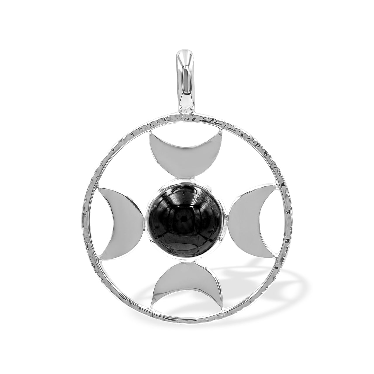 Starborn Sphere Gemstones Directional Crescent Moon Pendant in Sterling Silver - Small