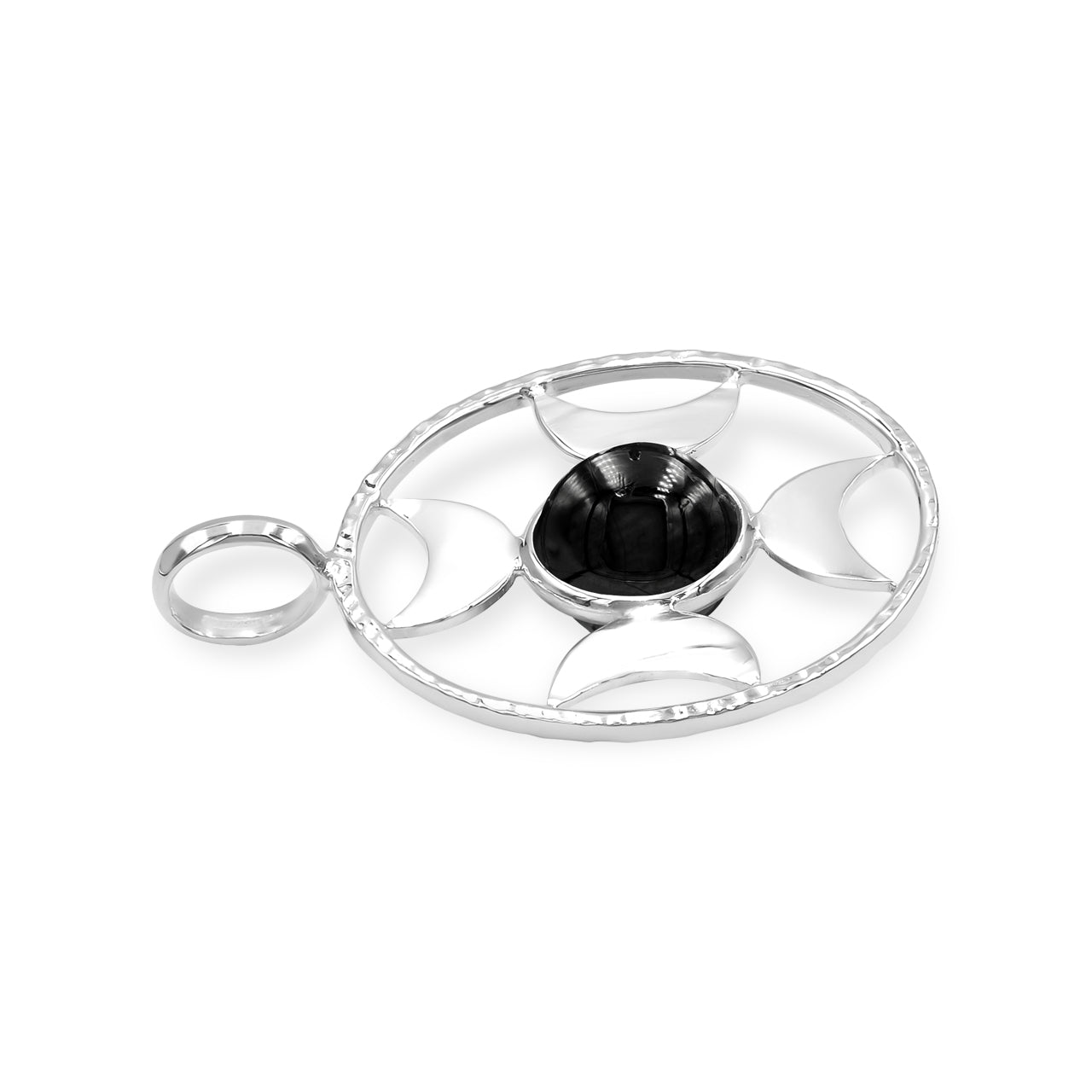 Starborn Sphere Gemstones Directional Crescent Moon Pendant in Sterling Silver - Small