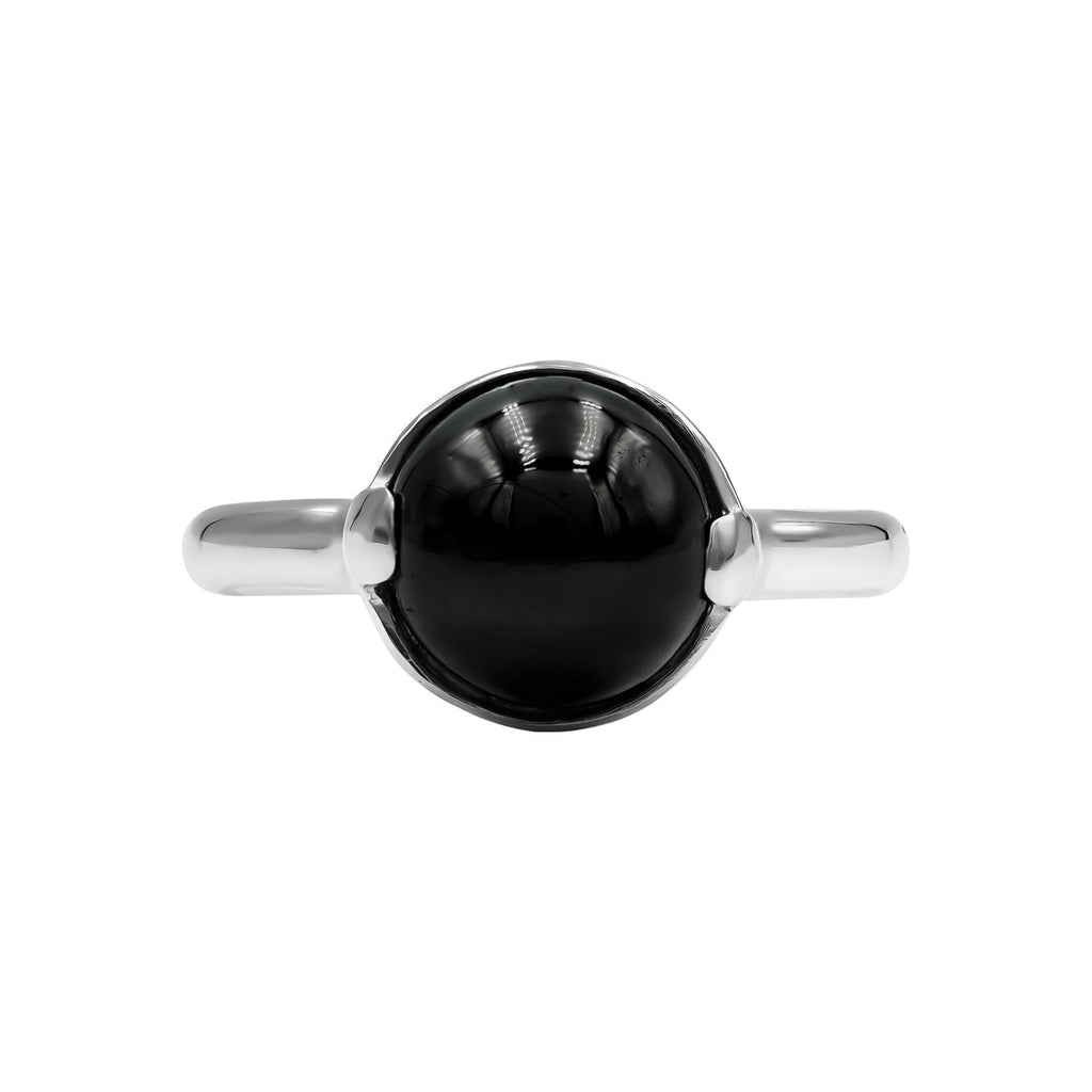 Starborn Elite Shungite Sphere Ring with Silver Band in Sterling Silver