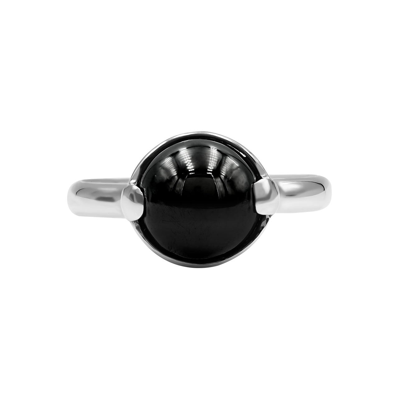 Starborn Elite Shungite Sphere Ring with Silver Band in Sterling Silver
