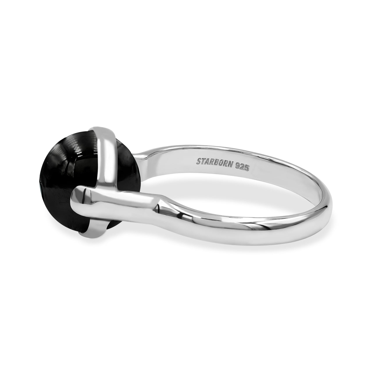 Starborn Elite Shungite Sphere Ring with Silver Band in Sterling Silver