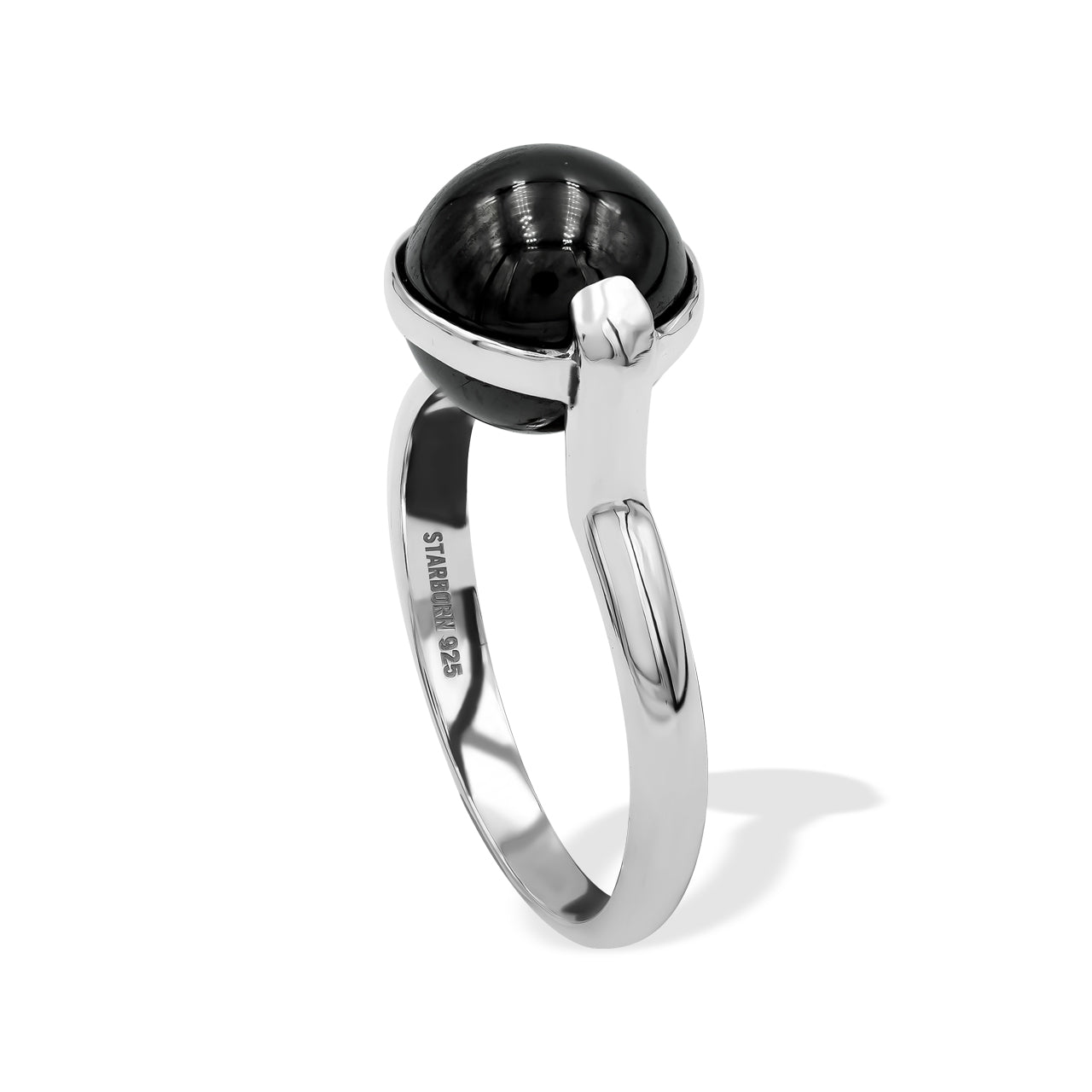 Starborn Elite Shungite Sphere Ring with Silver Band in Sterling Silver