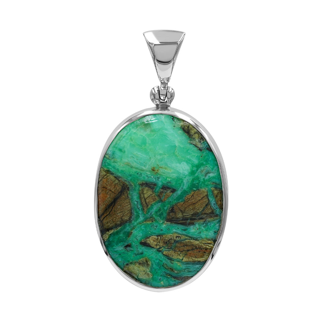 Starborn Smithsonite Oval Pendant in Fine Sterling Silver